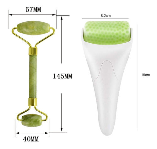 Kit de Cuidado Facial: Incluye rodillo y piedra Gua Sha de Jade, Ice Roller y aplicador de mascarillas