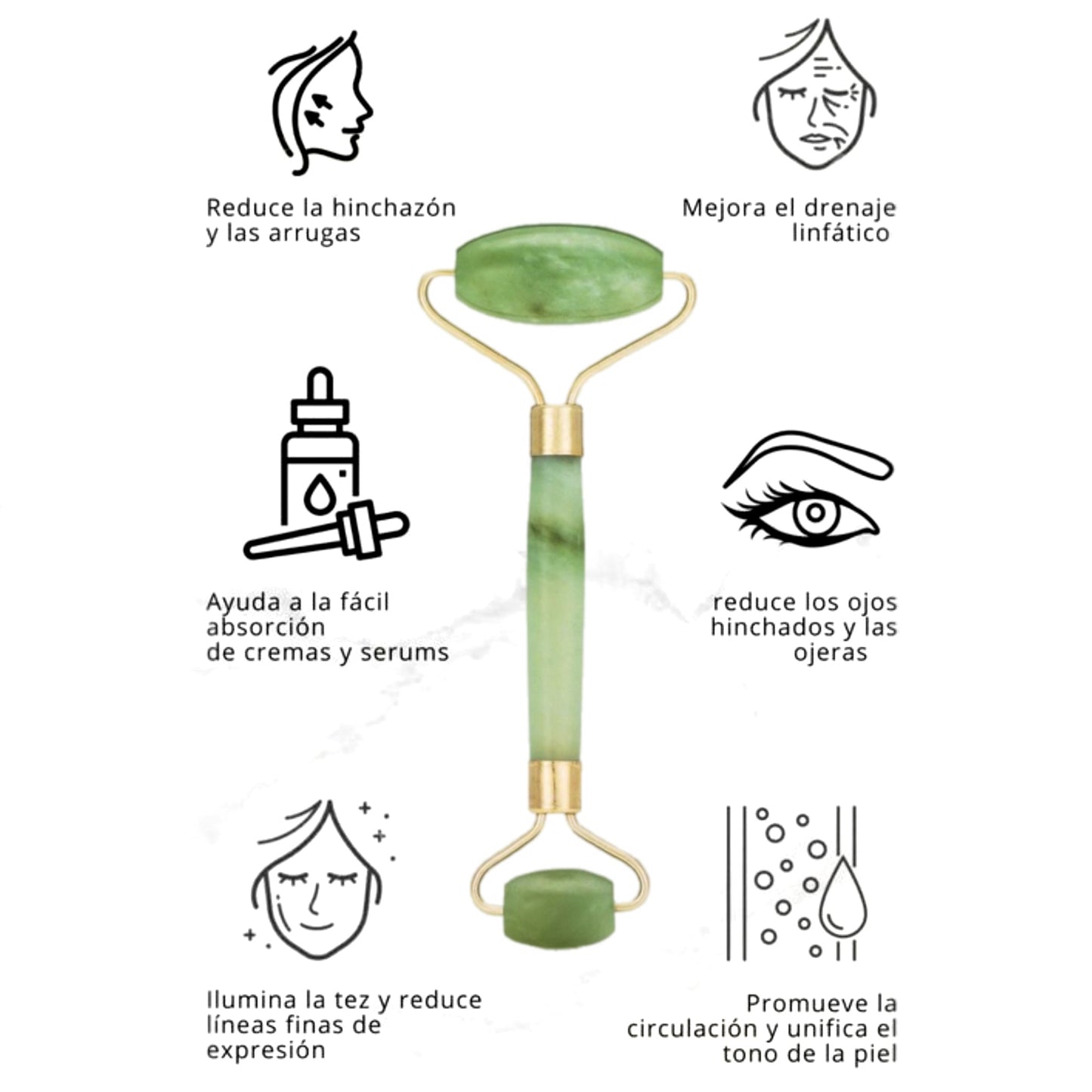Kit de Cuidado Facial: Incluye rodillo y piedra Gua Sha de Jade, Ice Roller y aplicador de mascarillas