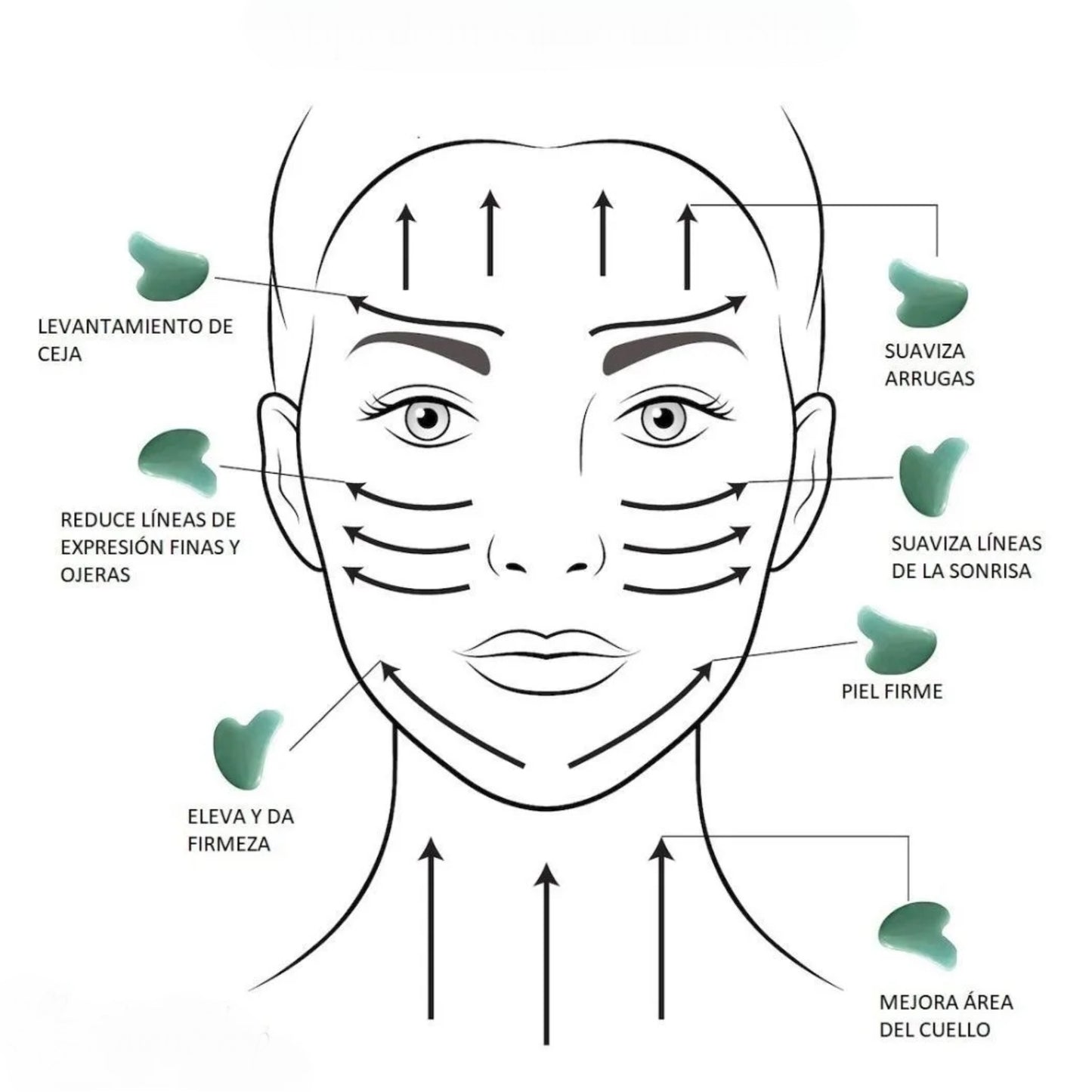 Kit de Cuidado Facial: Incluye rodillo y piedra Gua Sha de Jade, Ice Roller y aplicador de mascarillas